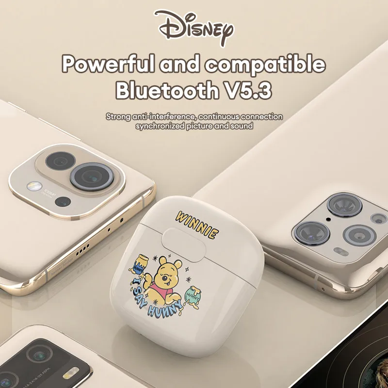 Choice kawaii c01 disney Bluetooth Earphones anime Mickey Minnie Winnie Headphones Heavy Bass Music Earbuds Stylish Simplicity