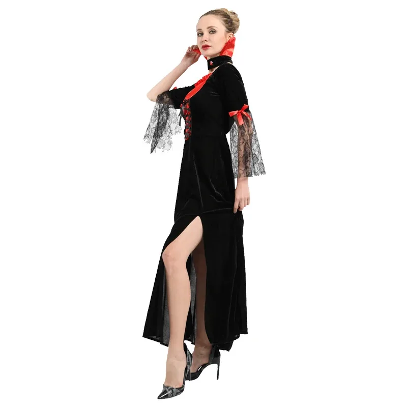 كوس مصاص دماء الملكة ماكياج الرقص حفلة مرحلة حفلة لعب الأدوار زي الساحرة السحرية أزياء الهالوين للنساء #4