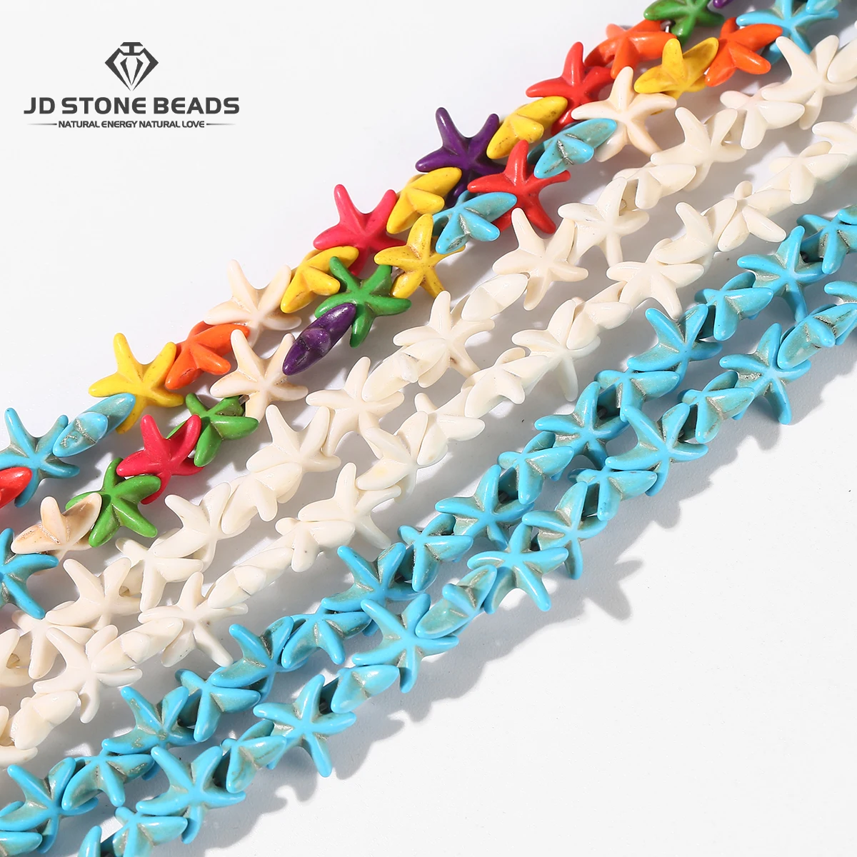 1 brin de perles turquoises colorées en forme d'étoile de mer, perles d'espacement amples pour la fabrication de bijoux, accessoires de boucles d'oreilles, breloques