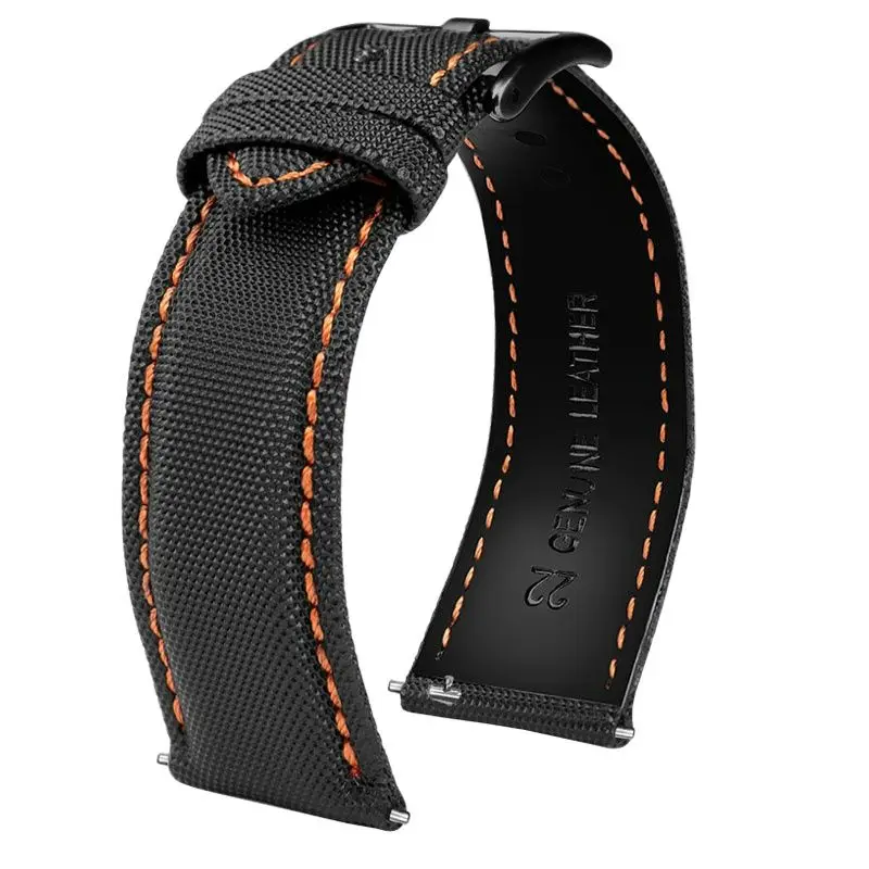 For Mido Nylon Leather Strap Commander M021 M025 Multifort M005 Tissot CASIO Black Orange TAG Heuer Nylon strap 20mm 21mm 22mm