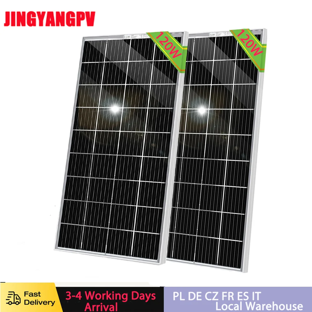 120 Watt 18 Volt Bifacial Solar Panel, Kit for RV, Boat, Trailer, Off-Grid System with Monocrystalline Solar Cell