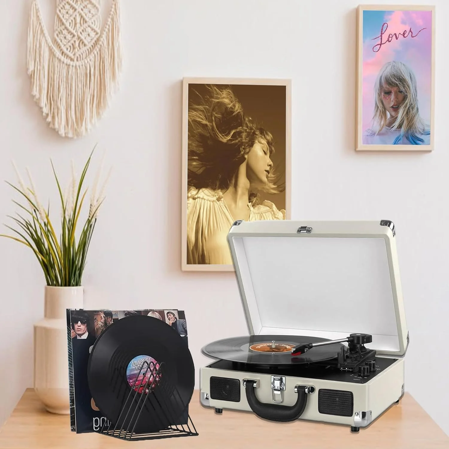 Tempat Rekaman Vinil 7 Slot, Rak Display Album Majalah Logam Anti Karat Pengatur File Desktop, Penyortir Koran Surat Kertas