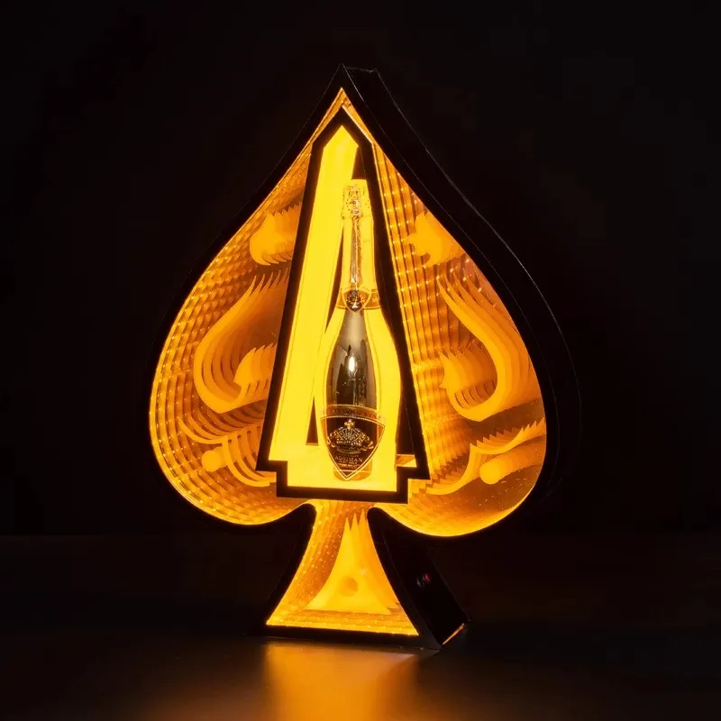 LED Lightec Ace of Spade botella de champán, presentador Armand de Brignac, glorificador, letrero de neón, botellas de Spades, servicio, estante de vino, decoración