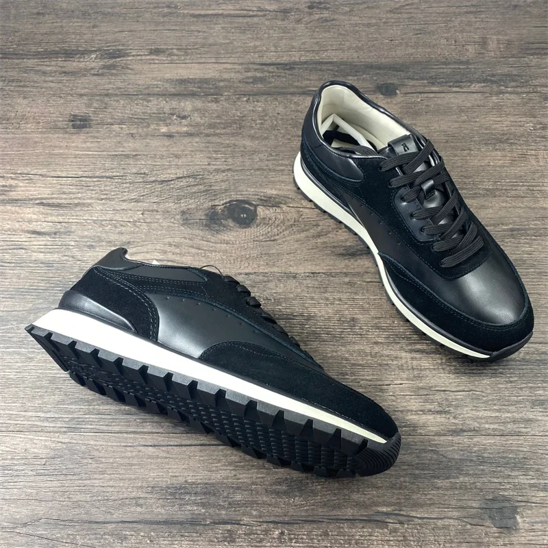 

Мужская повседневная противоскользящая износостойкая дорожная кожаная версия с подкладкой, плоский бот с волнистым узором, резиновая подошва, круглый носок