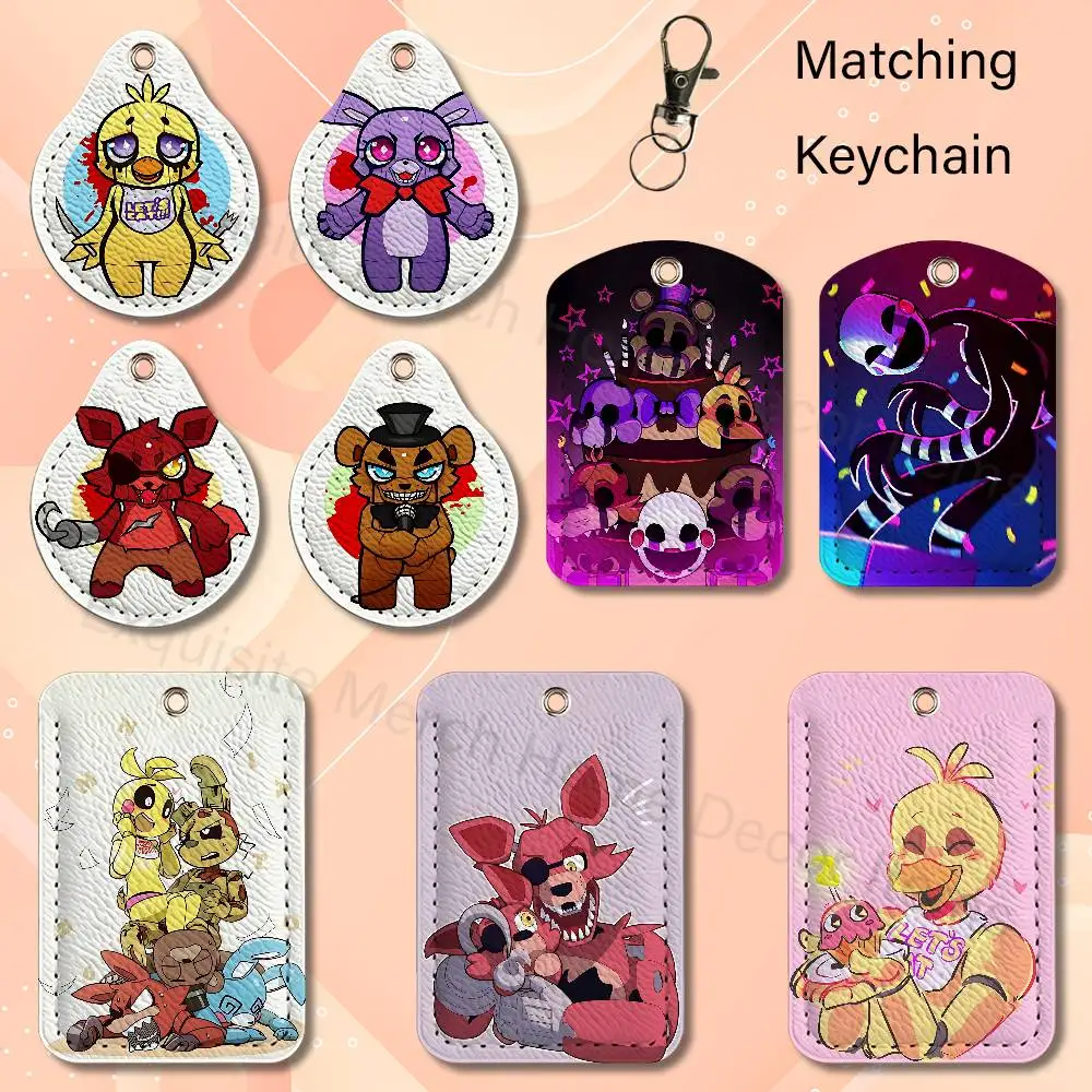 W-Fnafs-S Wholesale PU Leather Card Cover 3 Styles Available Teardrop Long Small Rectangle Keychain
