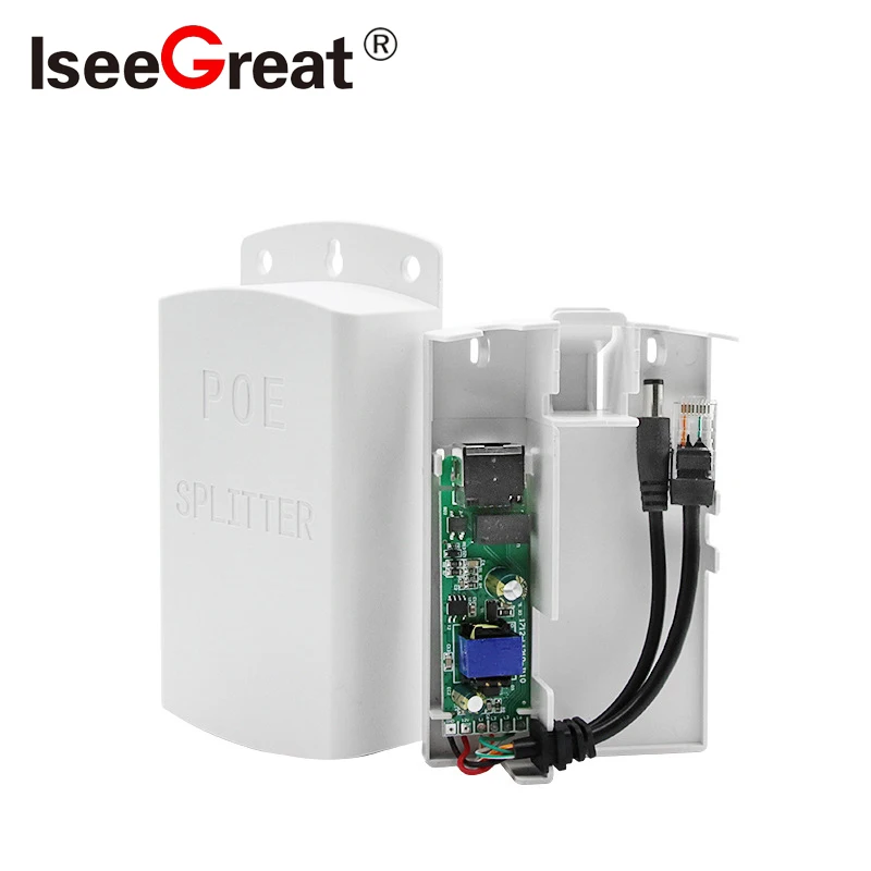 Waterproof Box Outdoor PoE Splitter Adapter 10/100Mbps Power Supply over Ethernet for IP Camera 48V Transfer 12V/1.2A /4A