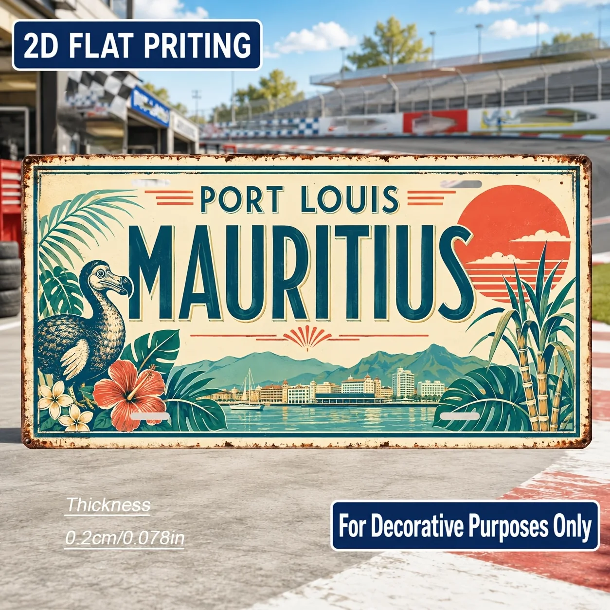 2D Flat - 【2D Flat】 2D Flat - [2D Flat] 2D Flat, 1pc, Mauritius-Themed Retro Sign, for Decoration Solely, Home Decor, Birthda