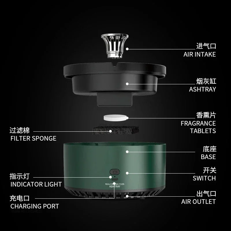 Xiaomi Mijia Multifunctional Smart Ashtray Household Rechargeable Smoke Removal Air Purification Machine Portable Cigar Ashtray