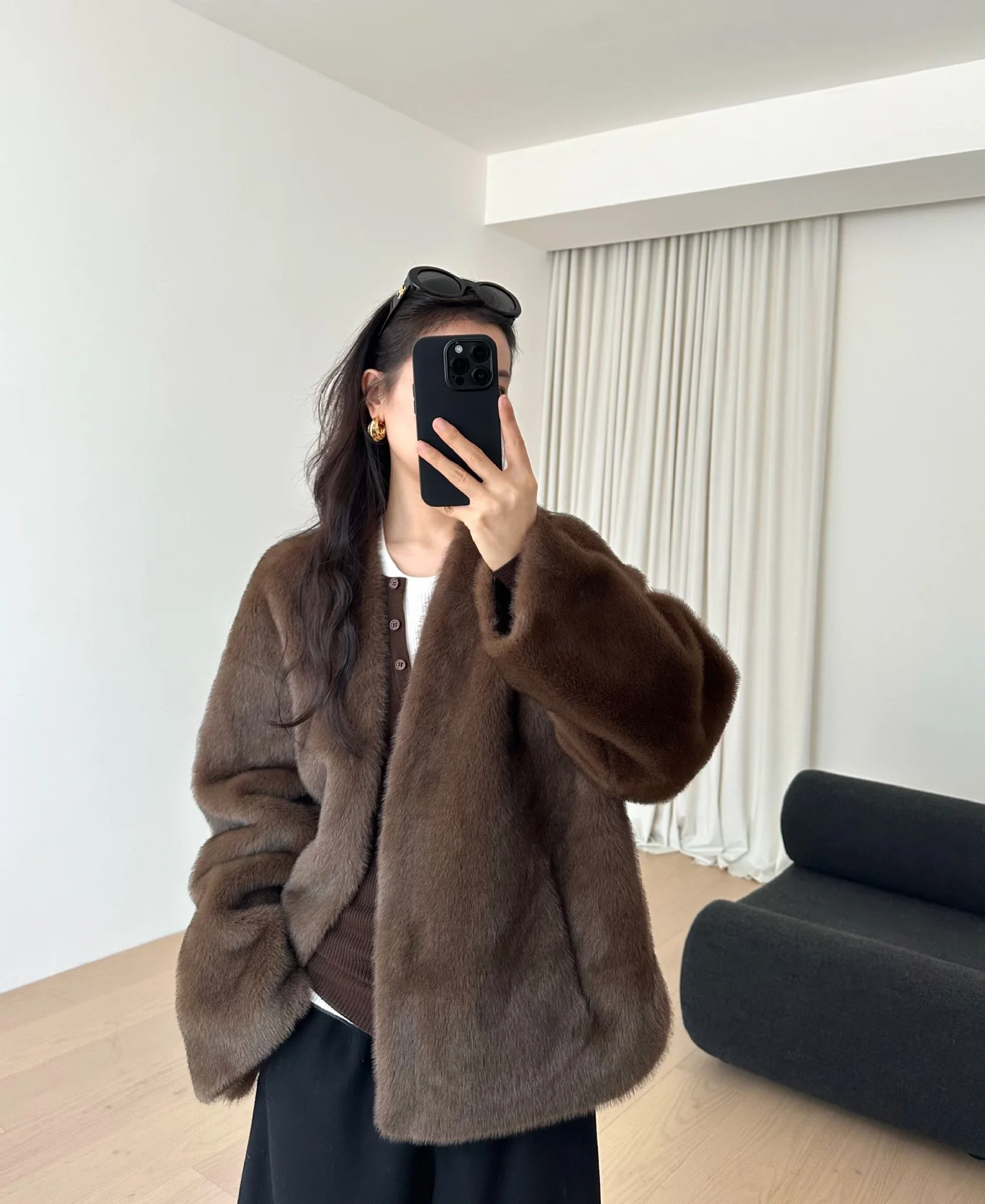 Faux Fur Coats Women Elegant Splice Jackets Short Coat Thick Warm Y2k Streetwear Work Outerwear 2025 Autumn Winter Overcoat