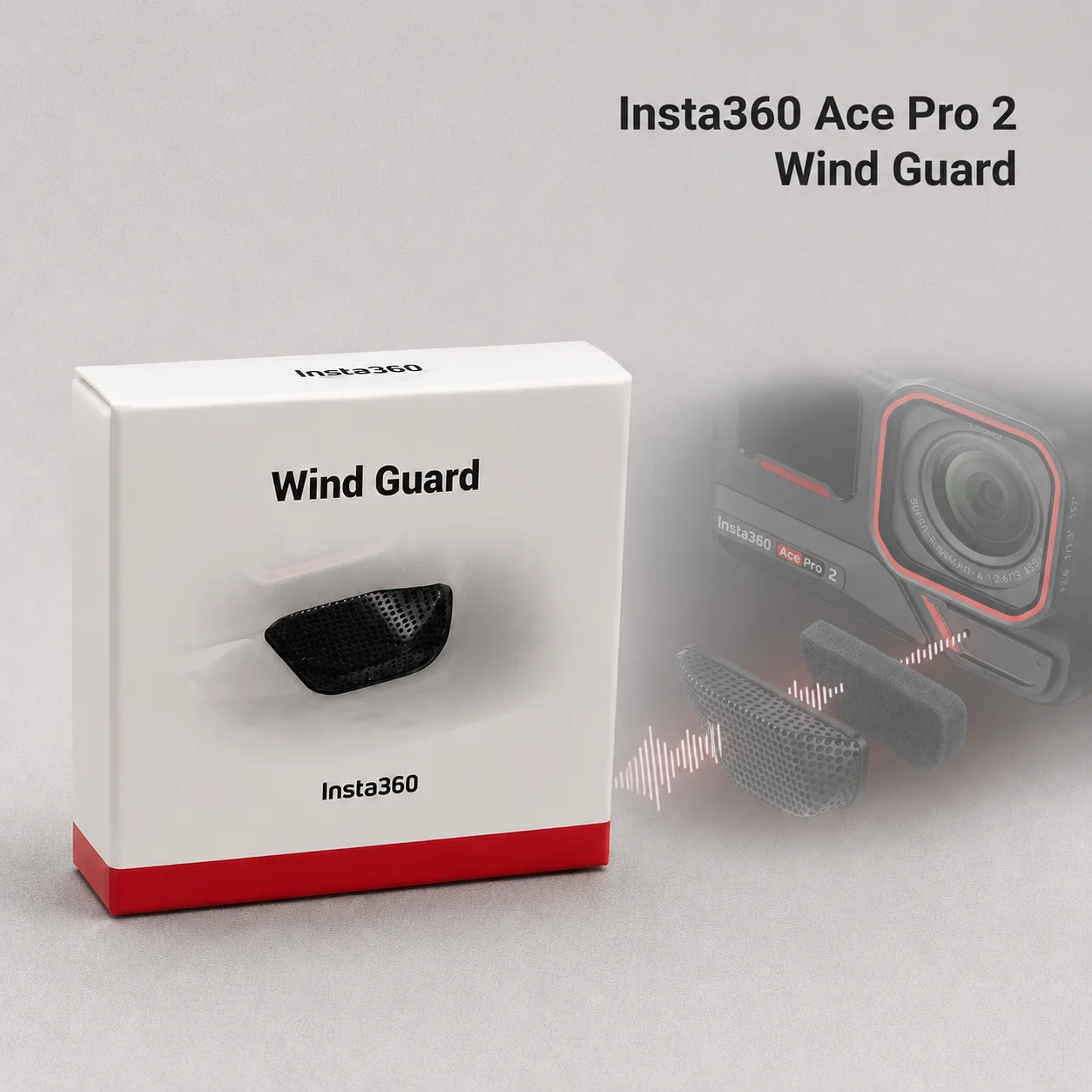 Insta360 Ace Pro 2 Windbescherming, 2 stuks microfoon windkap met akoestisch schuim en metalen gaas voor outdoor vloggen