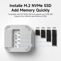 Hagibis USB C Hub with M.2 SSD Enclosure for Mac Mini M4/M4 Pro Stand Type-C Docking Station SSD Case USB3.2 Gen2 SD4.0 TF4.0 4