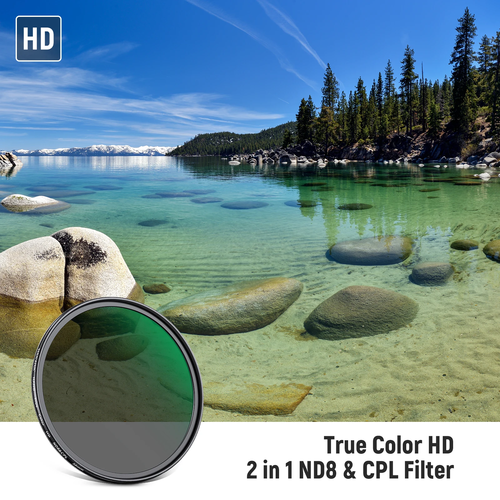 NEEWER  2 in 1 True Color CPL with ND8 Filter 3 Stops ND Filter & Circular Polarizing Filter Combined with Multi Nano Glass