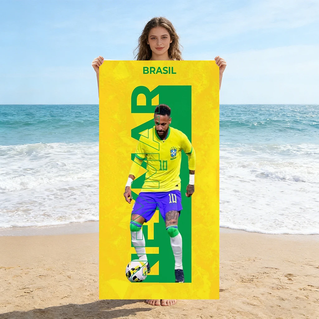 Neymar NO.10 Beach Towel Soccer World Cup Quick-drying Towel Suitable for Seaside Pool Camping Vacation Yoga For Family Friends