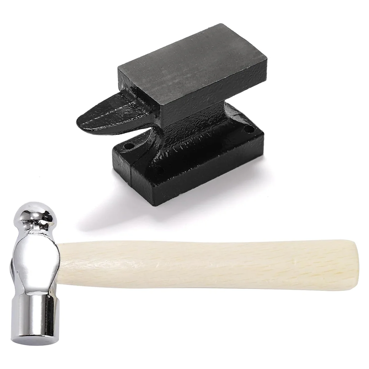 

1.1 Lbs Small Horn Anvil Bench Block with Metal Stamping Hammer for Jewelry Making & Repairing, Cast Iron Horn Base
