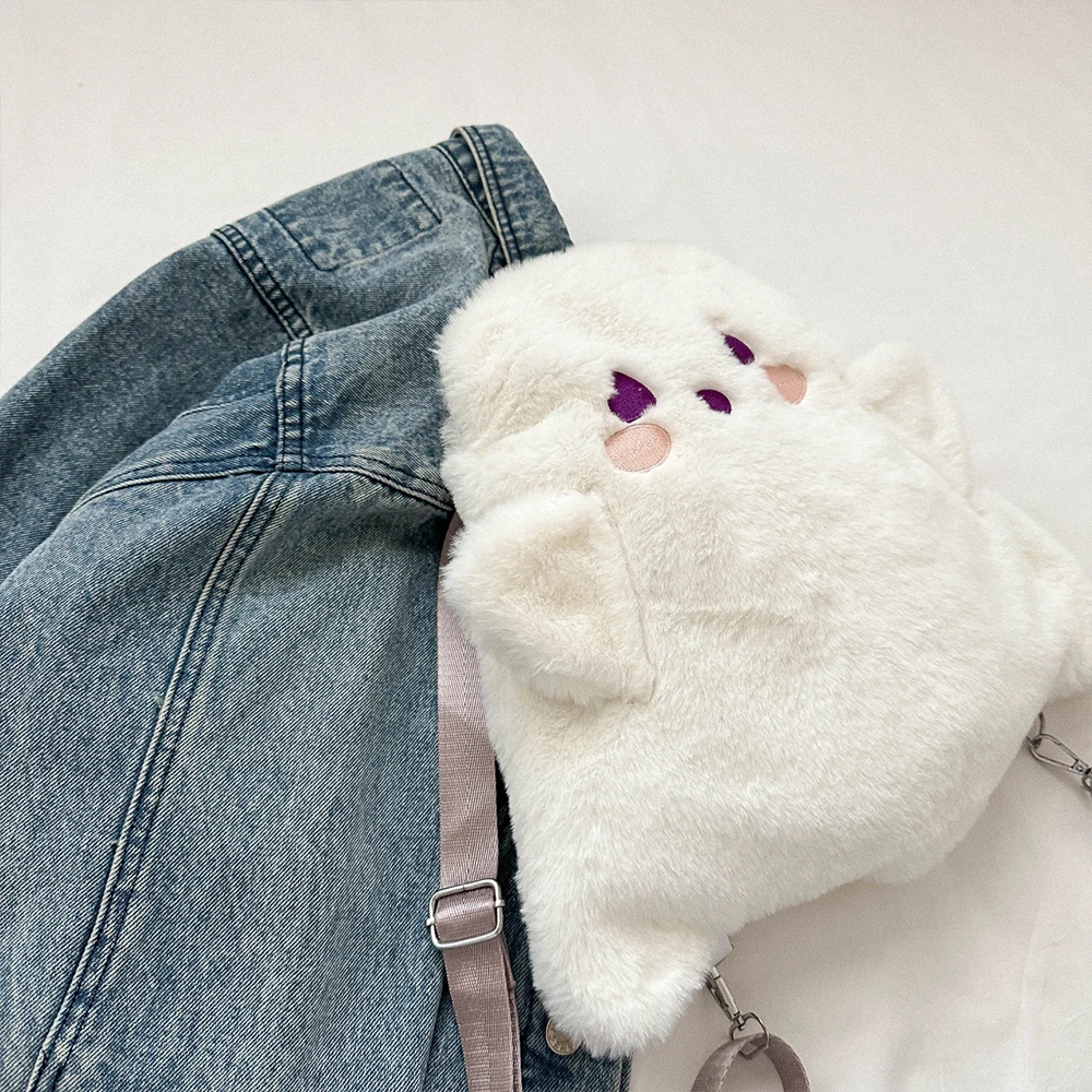 حقيبة ظهر يابانية من القطيفة مخصصة على شكل شبح الهالوين متعددة الوظائف بكتف واحد