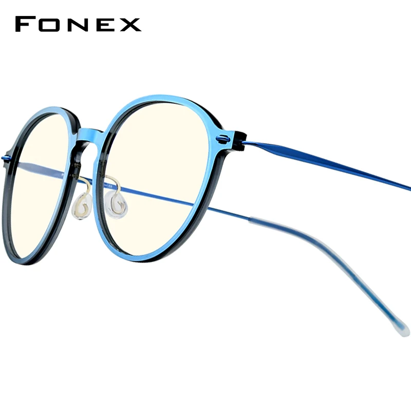 FONEX Anti Blue Light Blocking Glasses Women Computer Eyeglasses Men Morten Denmark Eyewear AB019 (Nylon Frame B Titanium Arm)