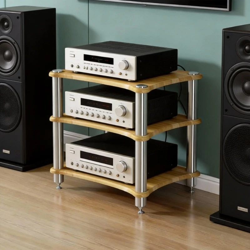 

Power Amplifier Cabinet Audio Stand Speaker Shelf with Shock Absorber Foot Nails Equipment