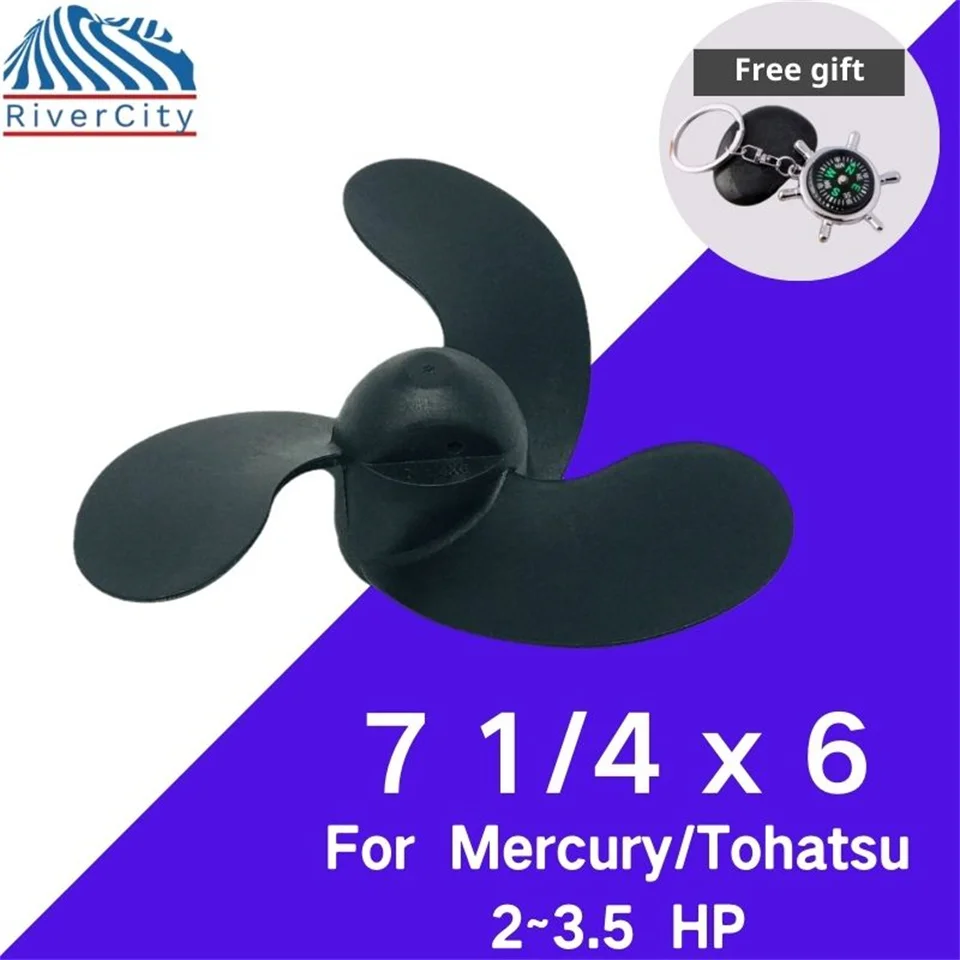 Boat Propeller 7 1/4x6 For Tohatsu Nissan 2hp 2.5hp 3.5hp Outboard Screw Boat Motor Resin Plastic Propeller 3 Blade Spline