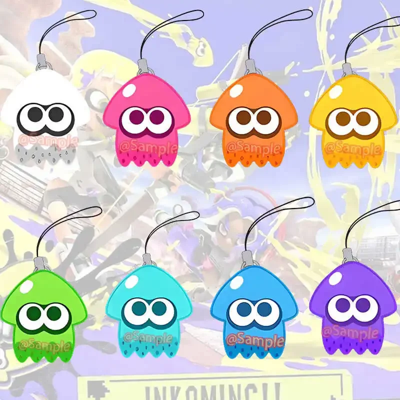 Kawaii 8 Uds Splatoon acrílico teléfono cuerda llavero colgante Anime Cosplay decoración regalos