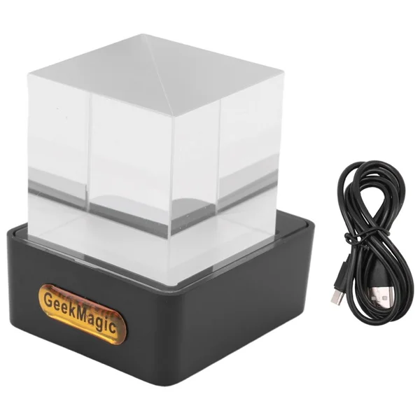 A19R ■○ GeekMagic Crystal Cube Photo Display Holographic Desktop Smart Weather Station Digital Clock with GIF Animations Album