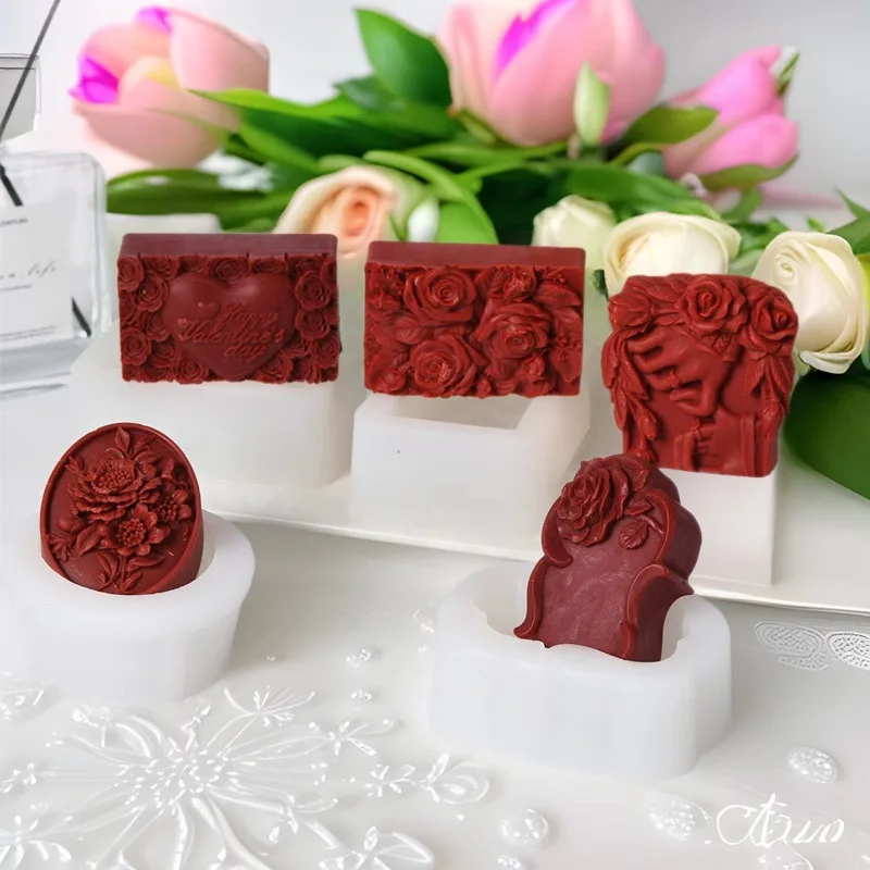 

Embossed Rose Silicone Mold for DIY Wedding & Valentine Scented Soaps, Candles