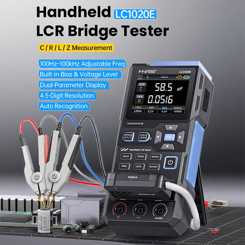 FNIRSI LC1020E Smart Digital Bridge Tester LCR ESR Meter Auto Range Inductance Capacitance Resistance Electronic Component Teste.