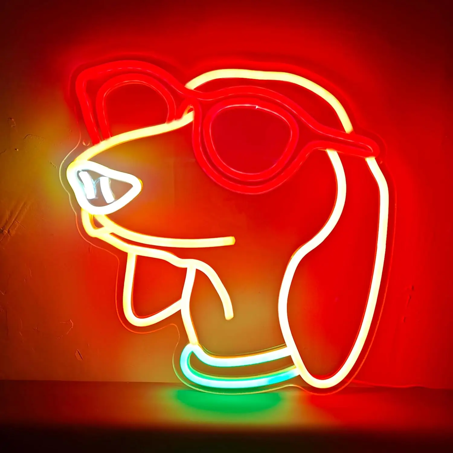 

Cool Dog with Red Sunglasses LED Neon Sign Cute Cartoon Pet Wall Art for Home Bar Bedroom Decor Unique Gift Lighting