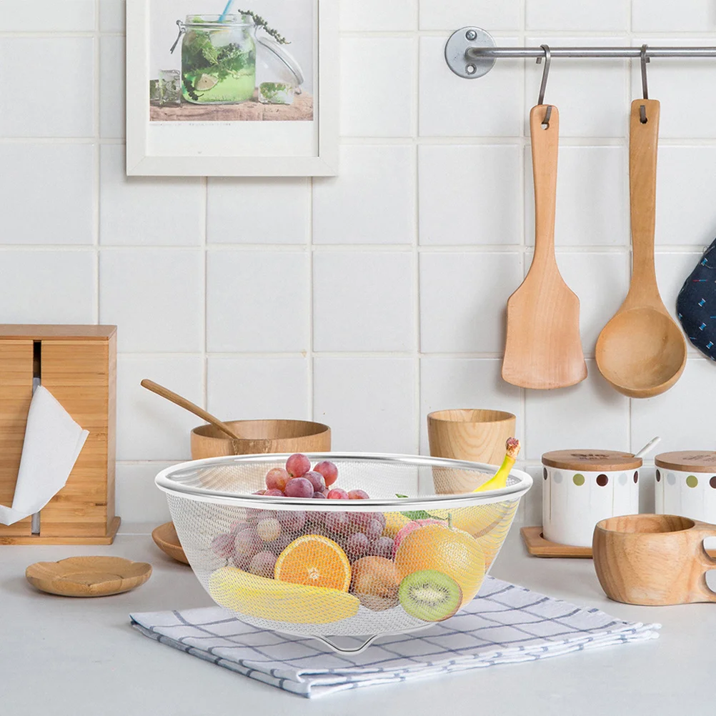 

Stainless Steel 20cm Colander Basket Thickened Mesh Strainer for Washing Vegetables Fruits Rice Kitchen Filtering Basket