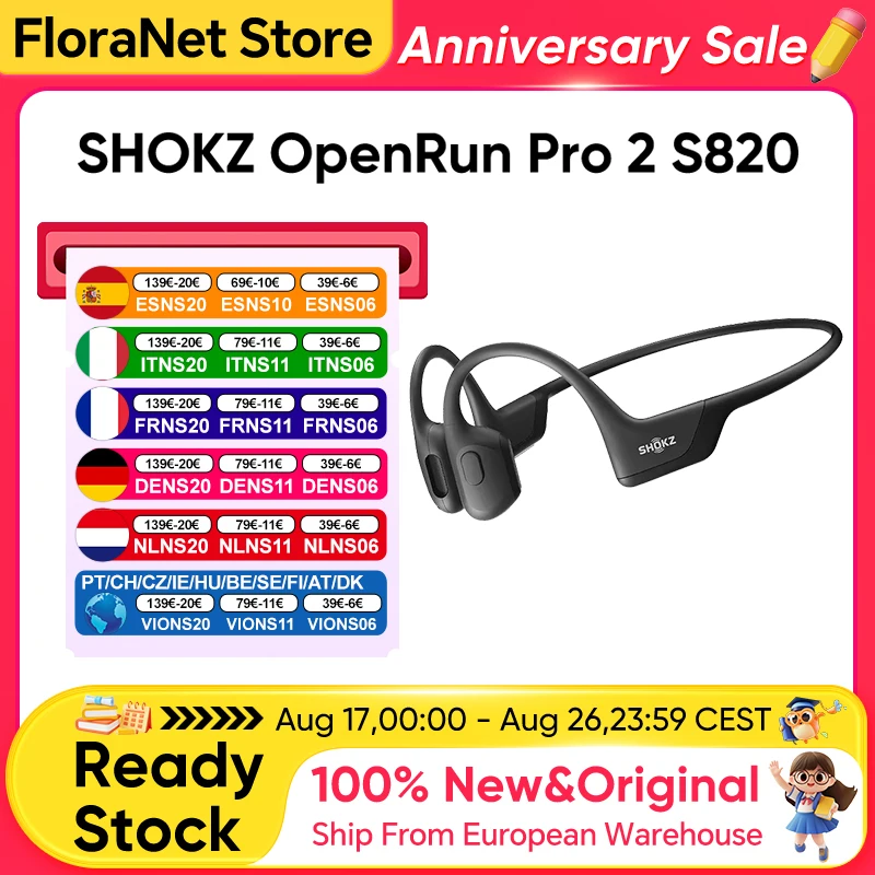 Original SHOKZ OpenRun Pro 2 S820 Kabellose Sportkopfhörer, mit Dual-Treiber für überragenden Klang, Knochenleitungskopfhörer, IP55, 12 Stunden Akkulaufzeit