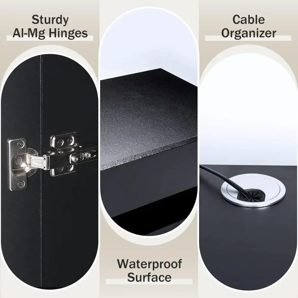 Floating TV Shelf Wall Mounted TV Stand, Floating Entertainment Center Under TV Shelf Floating Media Console with Storage Black image 6