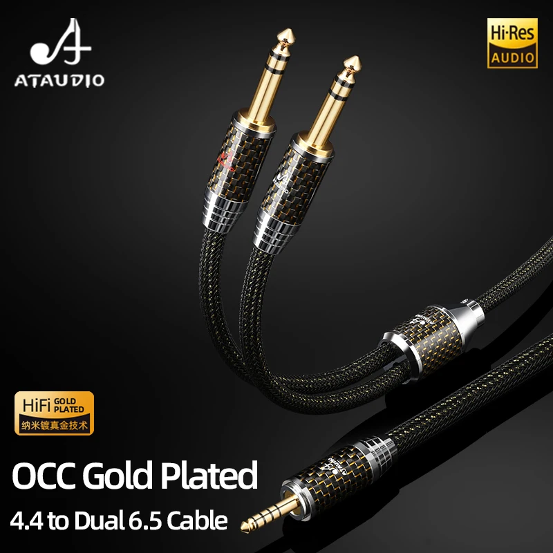 HiFi 4.4mm to Dual 6.5mm Cable for Amplifier Mixer Hi-End OCC Gold-plated 4.4mm Balanced to Splitter 6.5mm Stereo Audio Cable