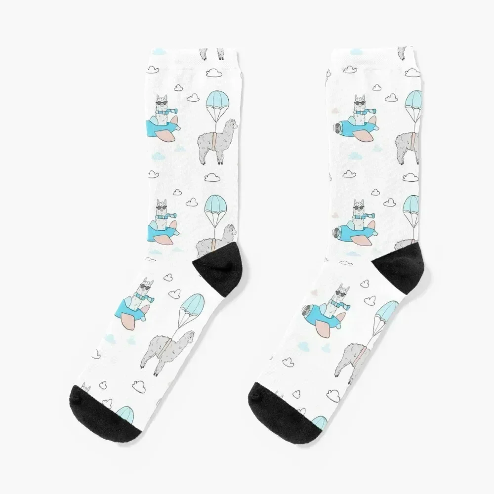 Llama pilots Socks golf sports and leisure cute hip hop Socks Men's Women's kawaii funny sock shoes kids Socks For Women Men's