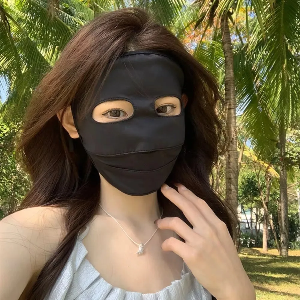 

Portable Ice Silk Face Mask Solid Color Thin Section Face Scarves Anti Ultraviolet Full Face Sunscreen Mask