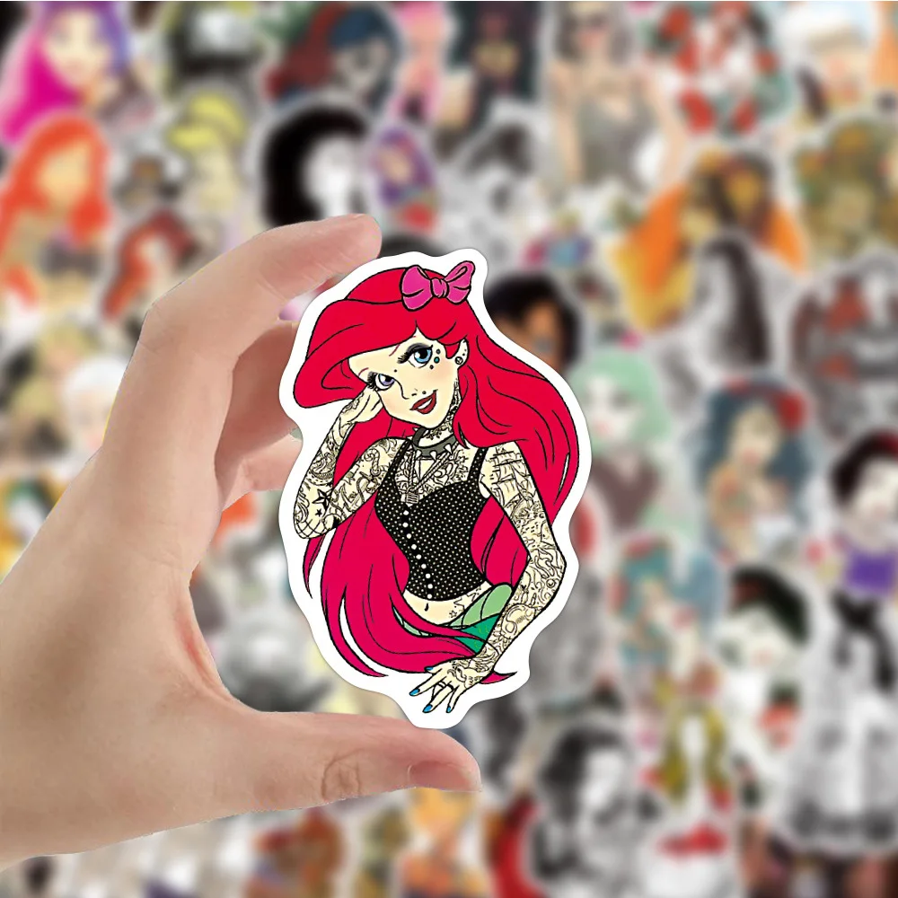 10/30/50pcs Anime Girls Princess Tattoos Stickers Cool Graffiti Body Arms Skateboard Laptop Waterproof Artsy Goth Decals Packs