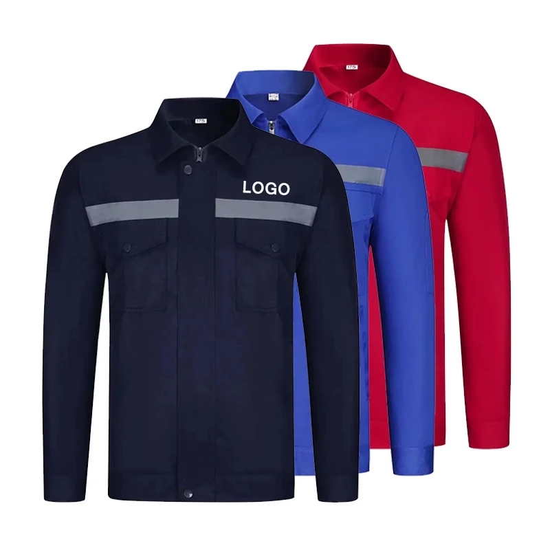 맞춤형 로고 작업복 상의 DIY 디자인 로고 자동차 수리 및 청소용 긴팔 지퍼 작업복 다용도 포켓 유니섹스 셔츠