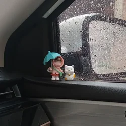 Cute Cartoon Umbrella Girl Car Center Console Window Ornament Car Doll Decoration Mini Car Creativity Decorative Accessories