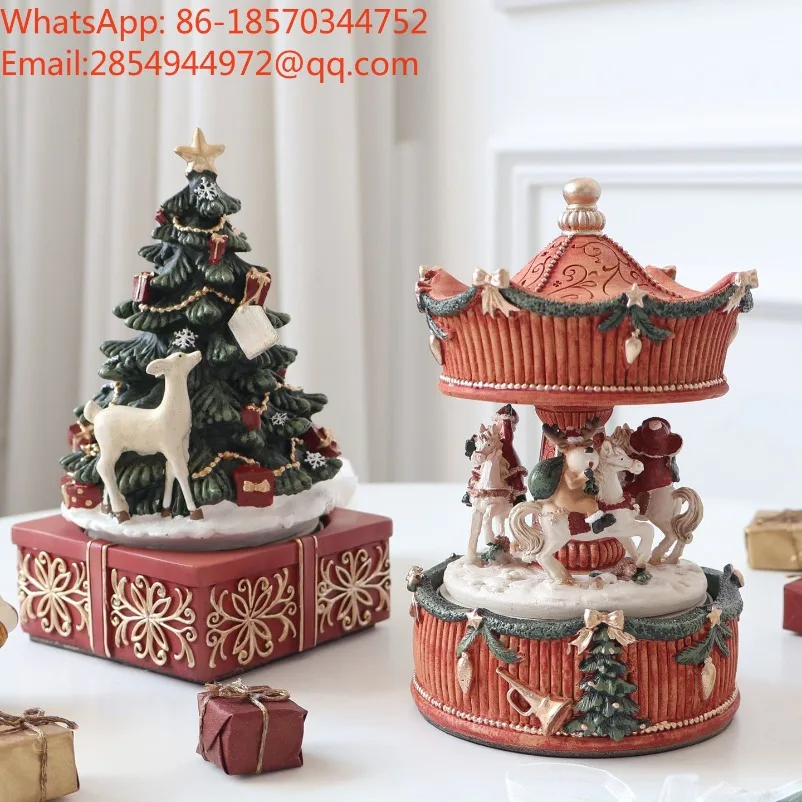 Mechanical Winding Music Box Desktop Decoration Ornament Christmas Holiday Gift Giving Decoration