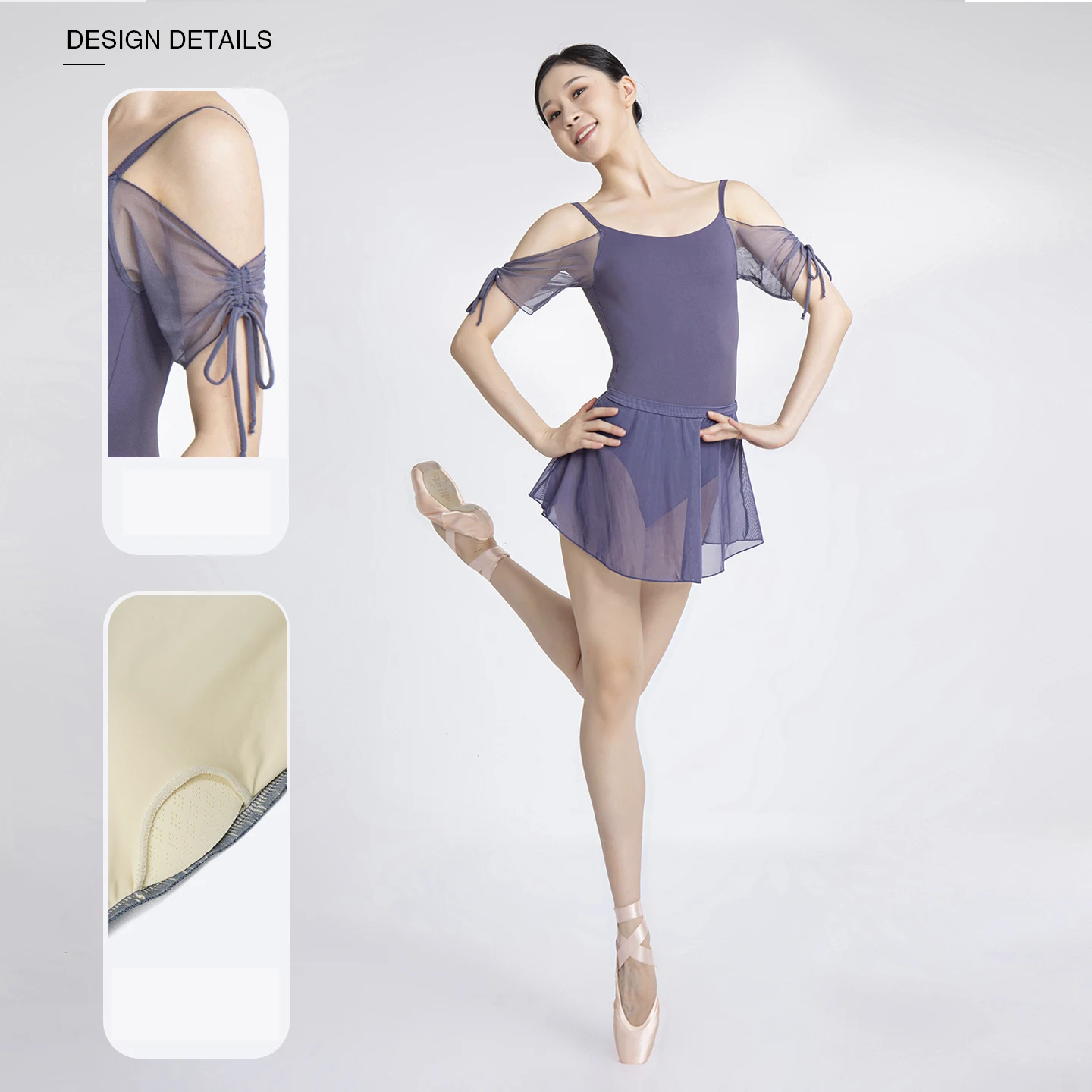 Sansha - Maillot de Ballet para Mujer Adulta, Camisola de Nailon para Danza, Entrenamiento, con Mangas de Malla, 50BE2905P