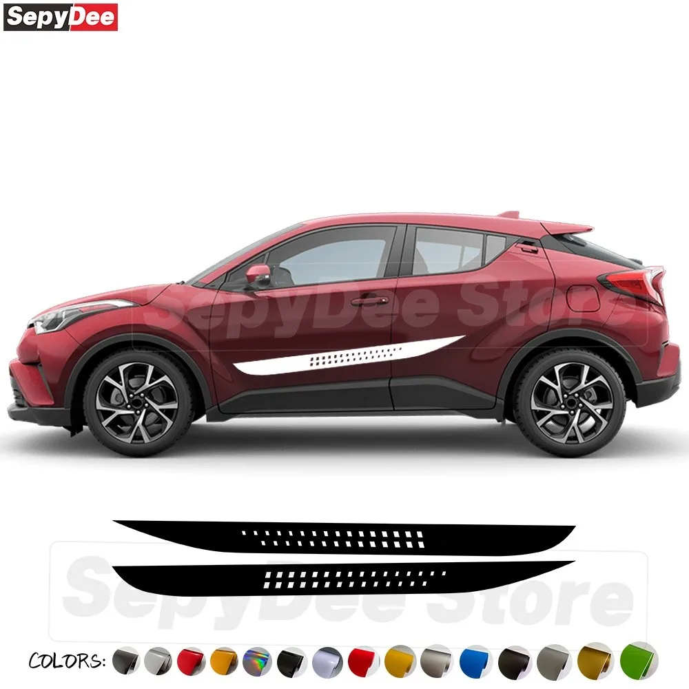 

Гоночная спортивная наклейка на боковую дверь автомобиля для Toyota C-HR, виниловая наклейка в полоску на кузов, автомобильные аксессуары