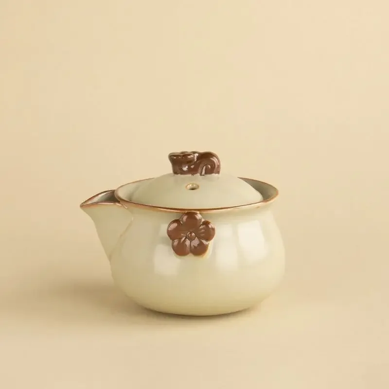 Ru Kiln Tea Set Two-Color Handheld Pot 1 Pot 1 Cup Chinese Style Large Capacity Household Gongfu Tea Ware Office Party Tea Maker