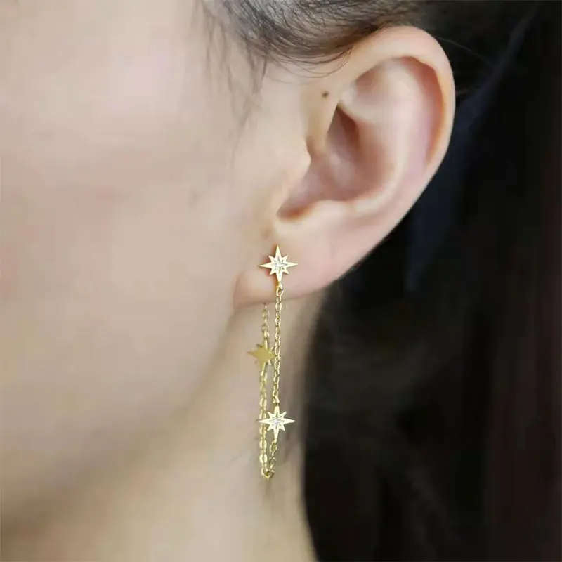 925 Sterling Silver Needle European American Retro Design Starburst Zircon Pendant Earrings Women's Classic Luxury Jewelry Gift
