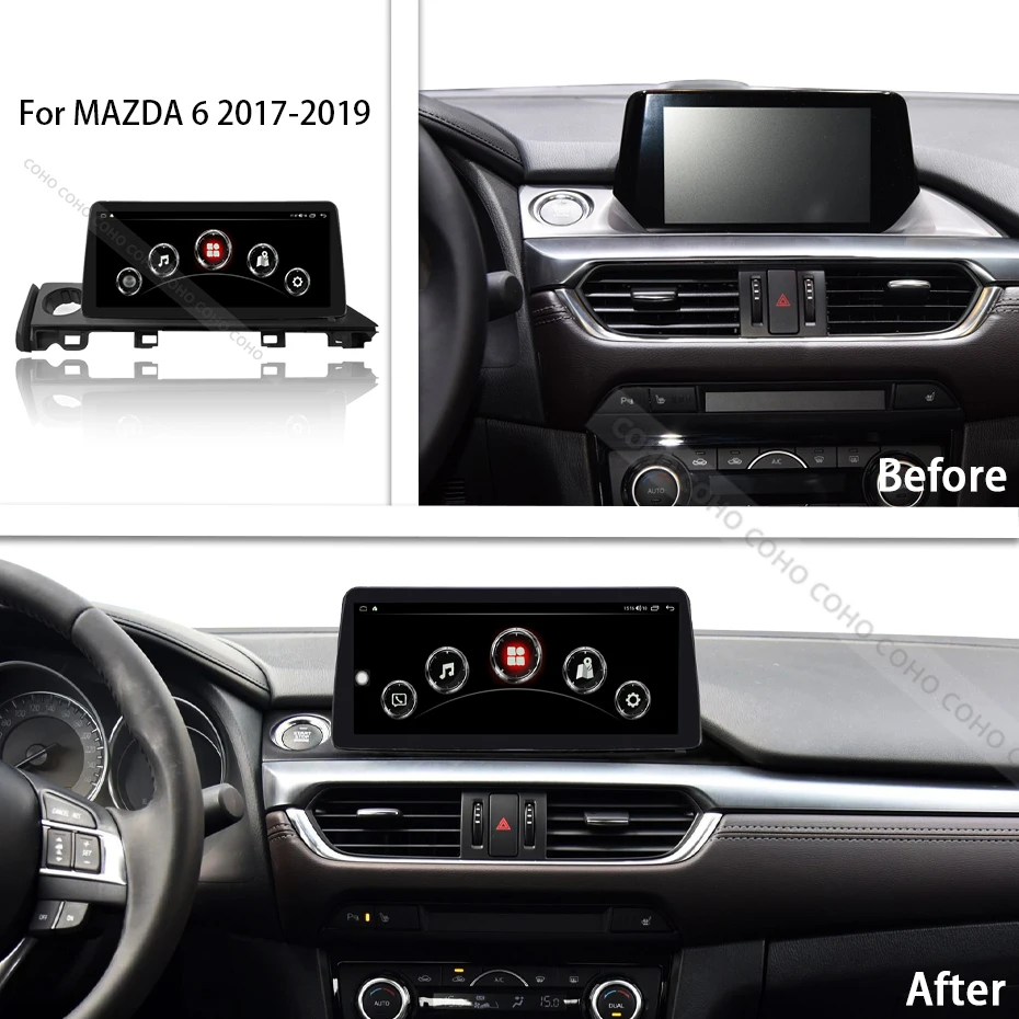 COHO Dla MAZDA 6 2017-2019 Samochodowy Odtwarzacz Multimedialny Odbiornik Stereo Odbiornik Radio Android12 Octa Core 8+258G UIS7862S