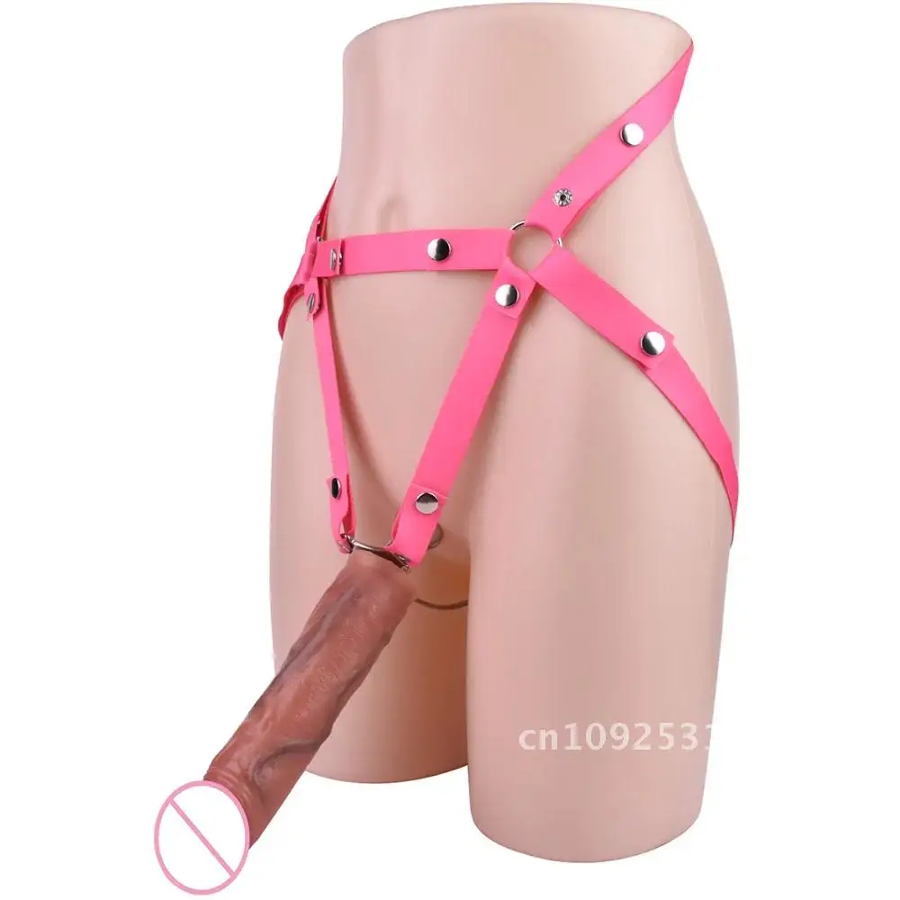 LEZEE Metal Male Chastity Cage Flat Cock Cages With Dildo Head Harness Belt Lock Imitation Clitoral Flaky BDSM Sex Toys For Men