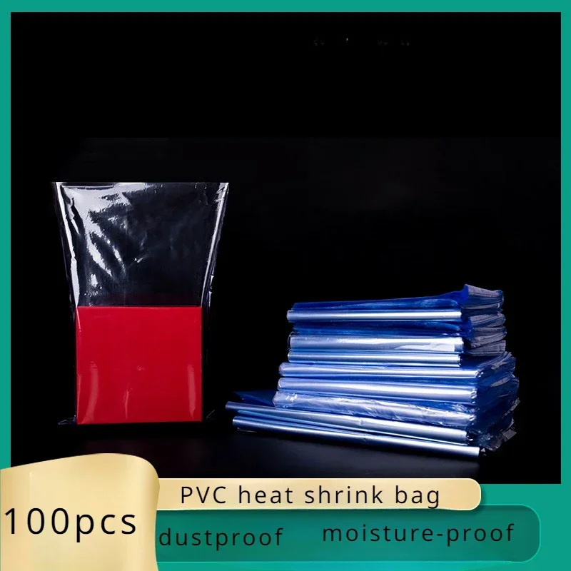 100pcs Transparent PVC Heat Shrink Bags Tea Box Cosmetic Shoe Packaging Protective Film Dust Moisture-proof Storage Sealed Bag