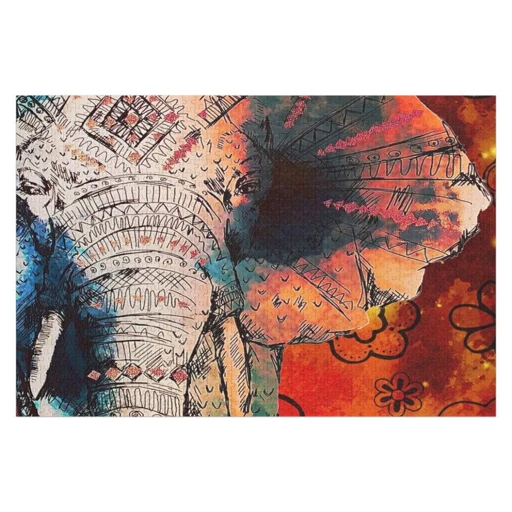 

Elephant Indian Asian Elephants Sketched Art Jigsaw Puzzle Custom Wooden Gift Custom Kids Toy Customized Gifts For Kids Puzzle