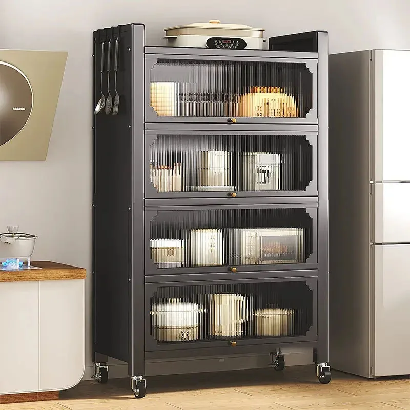 Modern Metal Kitchen Cabinets Kitchen Furniture Multi-layer Storage Cabinet Floor Racks Multi-functional Tableware Cabinet U