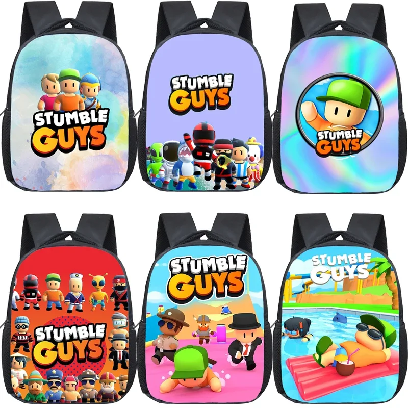 Stumble Guys Backpack Cartoon Kids Kindergarten Bag 12 Inch Children Waterproof School Bags Mochila Book Storage Back Pack gifts