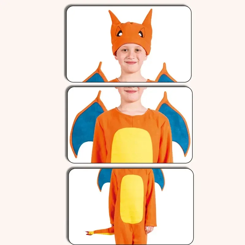 Bear House A 002 dragon Kids Plush Pajamas Onesie Glurak Halloween Costume Sleep Suit Winter Warm Cosplay One Pi 2025 New Q7Q8