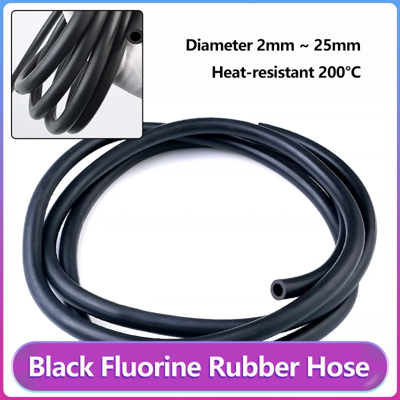 

Black Fluorine Rubber Tubing Diameter 2mm ~ 25mm FKM Viton Oil Hose Acid alkali High Temperature Corrosion Resistance Tubing