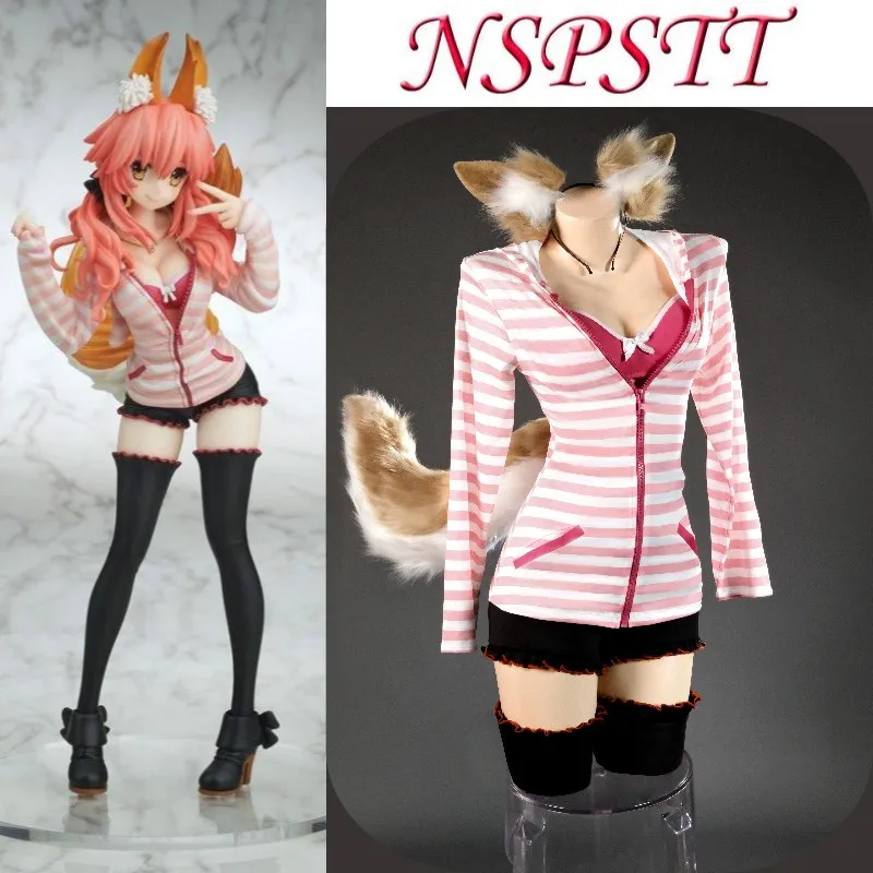 nspstt-fate-extra-ccc-tamamo-no-mae-casual-outfit-cosplay-full-set-women-anime-halloween-costume